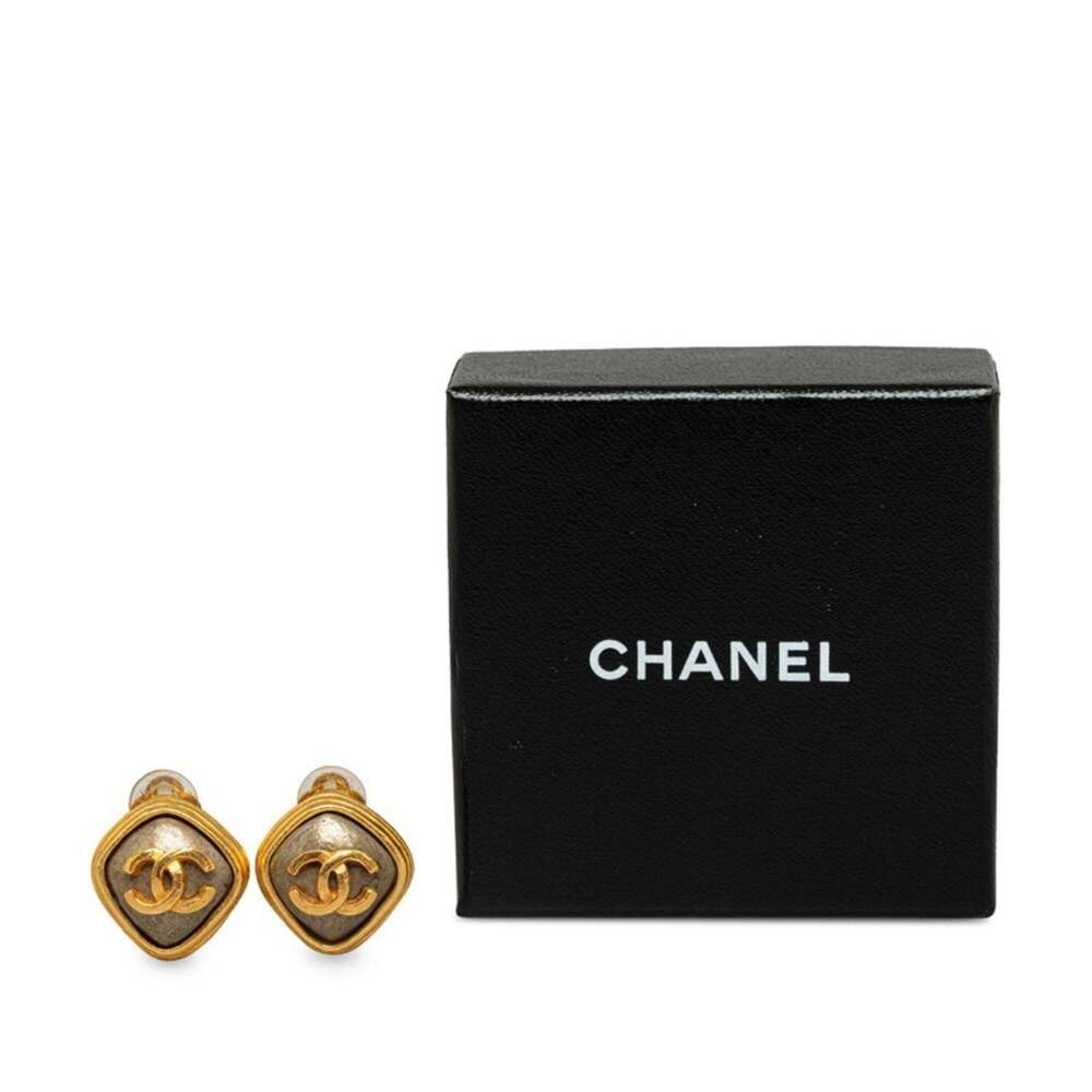 CHANEL Authentic Gold Logo Earrings - Picture 4 of 4